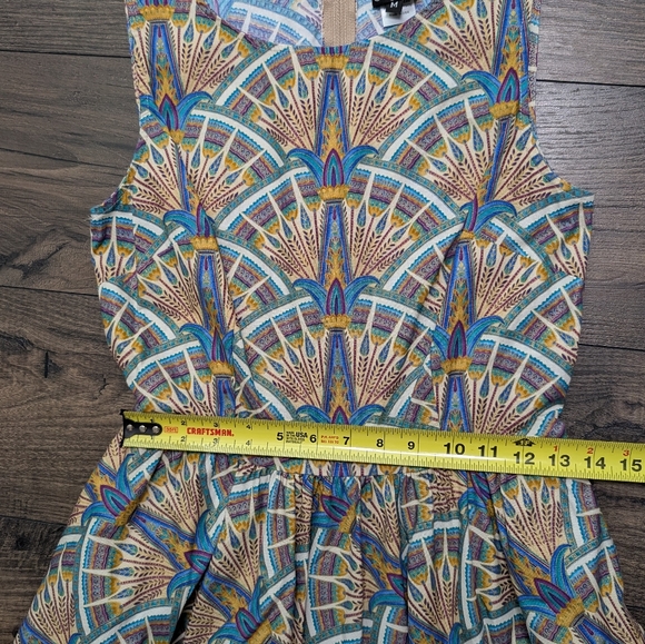 Retro Licious Cotton Geometric Pattern Fitflare A Line Midi Vintage Dress Medium - Picture 5 of 11